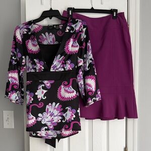 Tailor B. Moss Women’s Purple and Black Skirt Set Size Small